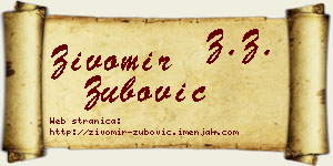 Živomir Zubović vizit kartica